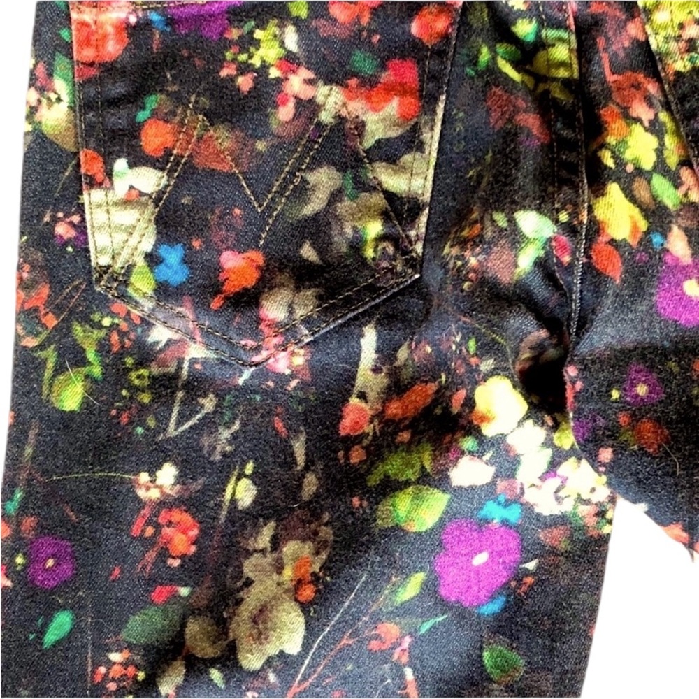 Mother Floral Black Denim Wild Flowered Jeans with Ankle zippers and low riseY2K - Picture 8 of 9